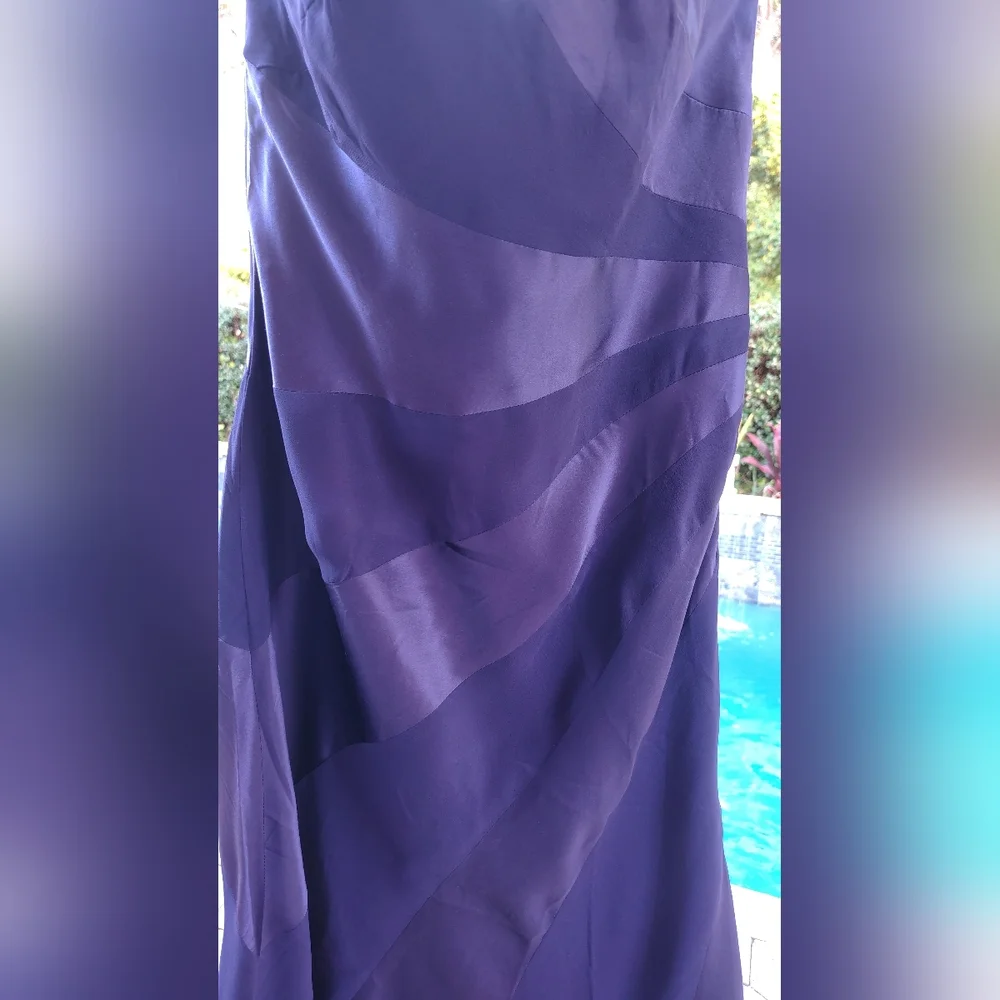 NWT $215 LAUNDRY Gorgeous Deep Purple Strappy Silk Midi Cocktail Dress Fem Sz 6 - Picture 3 of 5
